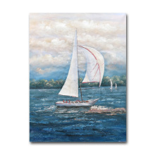 Modern Handmade Seascape Pictures Wall Art Decor Sailboat Oil Painting on Canvas